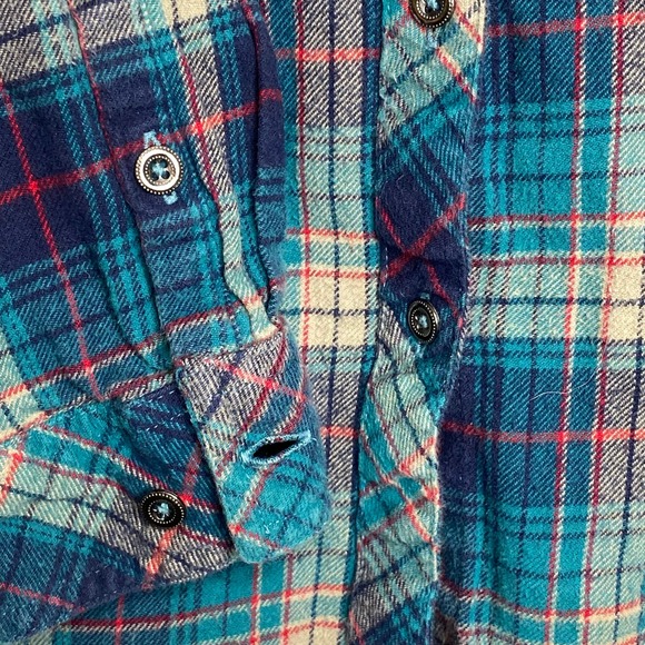 Bass Pro Shop Natural Reflection Blue Plaid Shirt Medium - Picture 5 of 6
